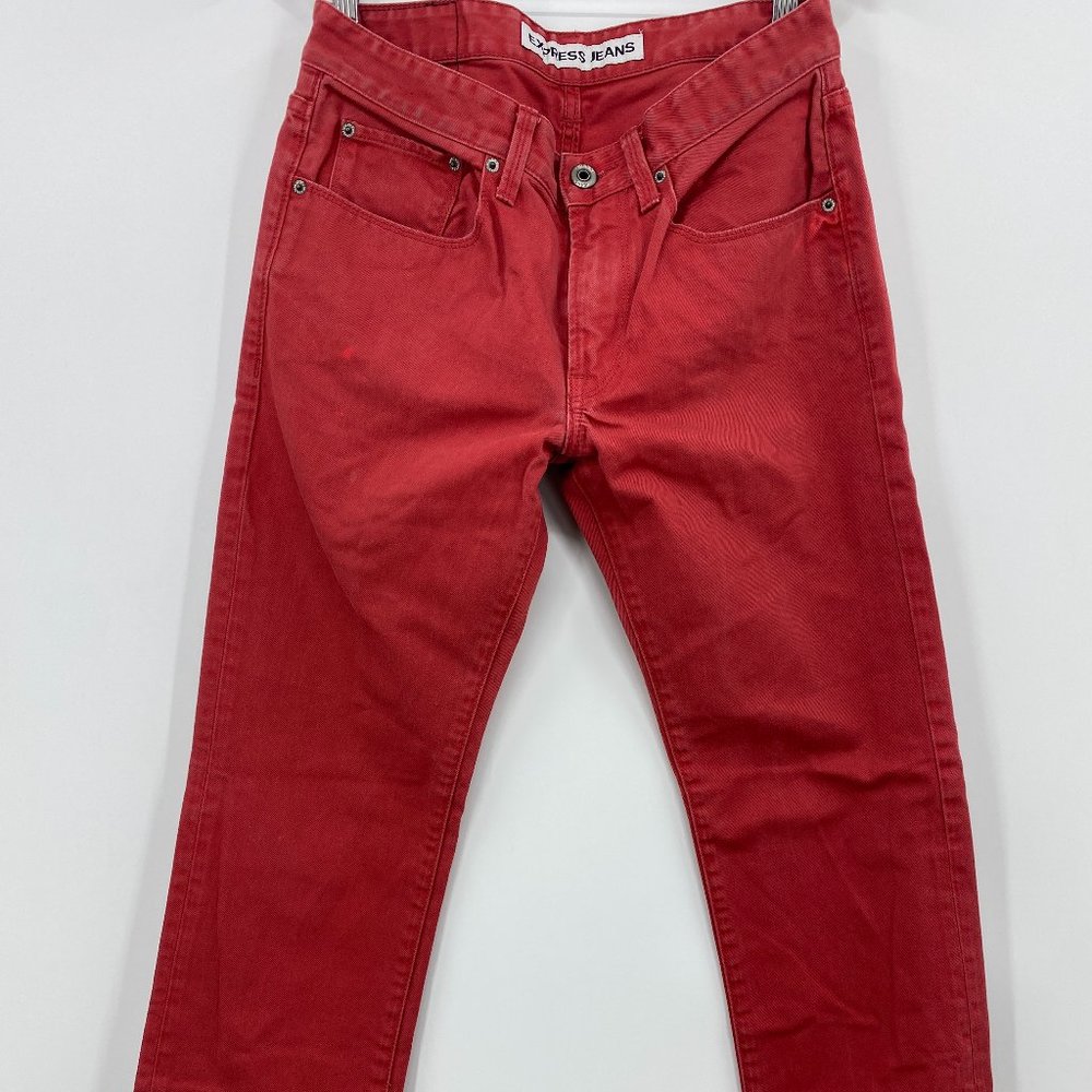 EXPRESS ROCCO SLIM FIT SKINNY LEG RED MENS JEANS